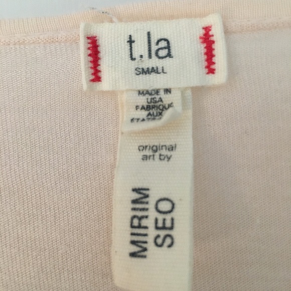 Anthropologie feather print 3/4 sleeve, pale pink (S) - Picture 5 of 6